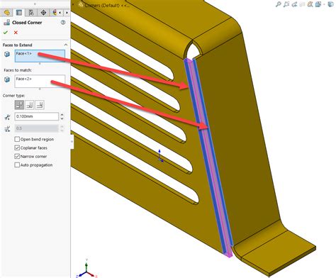 sheet metal corner|solidworks sheet metal closed corner.